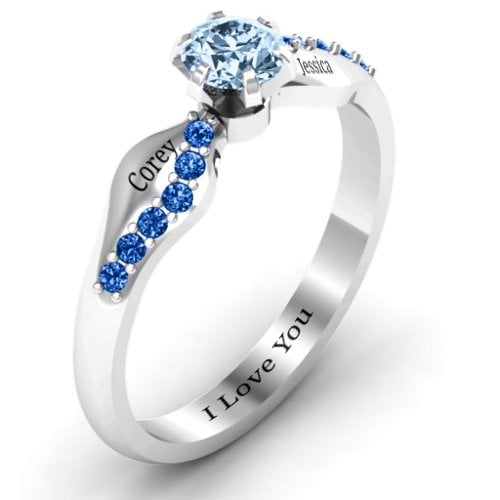 Dimpled Solitaire with Accents Ring