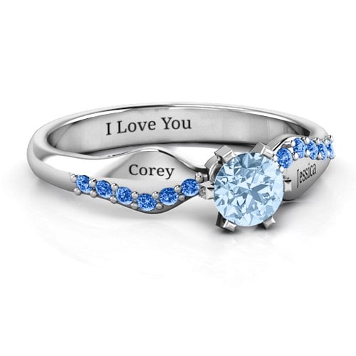 Dimpled Solitaire with Accents Ring