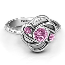 Multi Stone Love Knot Ring in 925 Sterling Silver with Pink Sapphire