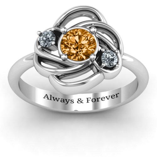Multi Stone Love Knot Ring – Sterling Silver with Citrine and Cubic Zirconia