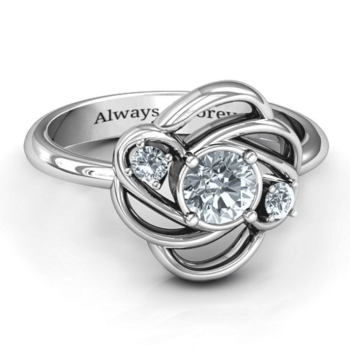 Multi Stone Love Knot Ring – Sterling Silver with Cubic Zirconia