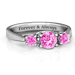 3-Stone Graduated Ring in 925 Sterling Silver with Pink Tourmaline