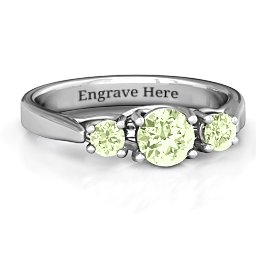 3-Stone Graduated Ring in 925 Sterling Silver with Peridot