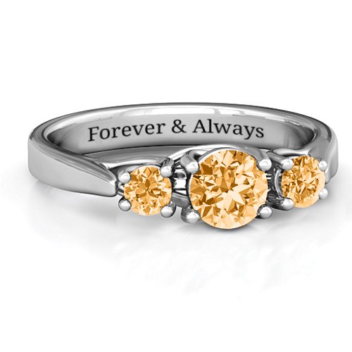 3-Stone Graduated Ring – Sterling Silver with Citrine