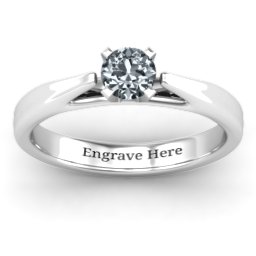 Ski Tip Solitaire Ring in 925 Sterling Silver with Cubic Zirconia