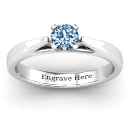 Ski Tip Solitaire Ring in 925 Sterling Silver with Aquamarine