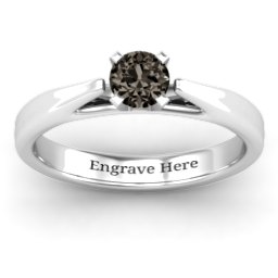 Ski Tip Solitaire Ring in 925 Sterling Silver with Smokey Quartz