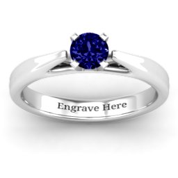 Ski Tip Solitaire Ring in 925 Sterling Silver with Blue Sapphire