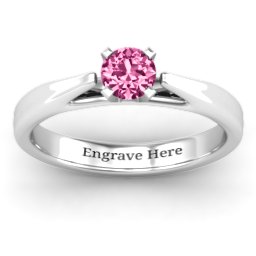 Ski Tip Solitaire Ring in 925 Sterling Silver with Pink Tourmaline