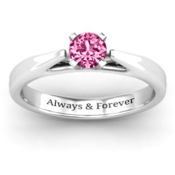 Ski Tip Solitaire Ring in 925 Sterling Silver with Pink Tourmaline