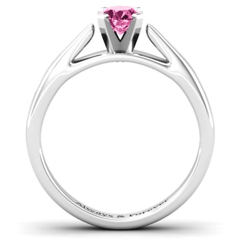 Ski Tip Solitaire Ring – Sterling Silver with Pink Tourmaline