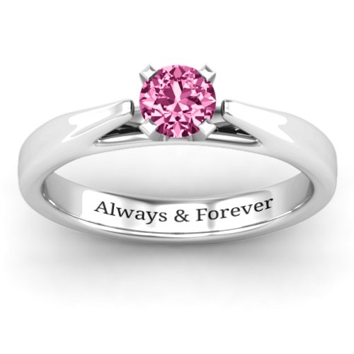 Ski Tip Solitaire Ring – Sterling Silver with Pink Tourmaline