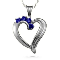 Elegant 2-6 Stones Heart Pendant