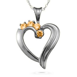 Elegant 2-6 Stones Heart Pendant