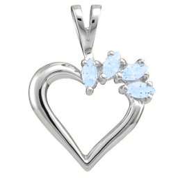 Heart Pendant with 2-7 Marquise