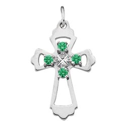 "Seraphim" Angel Birthstone Cross Pendant