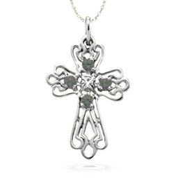 Contoured Cross Pendant with 2-6 Stones