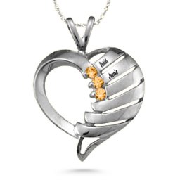 "Filas" Heart Pendant with 1-6 Stones in 925 Sterling Silver