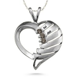 "Filas" Heart Pendant with 1-6 Stones in 925 Sterling Silver