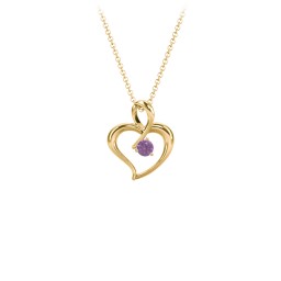 Twist Petit Heart Pendant in 18K Gold Plated Silver with Amethyst