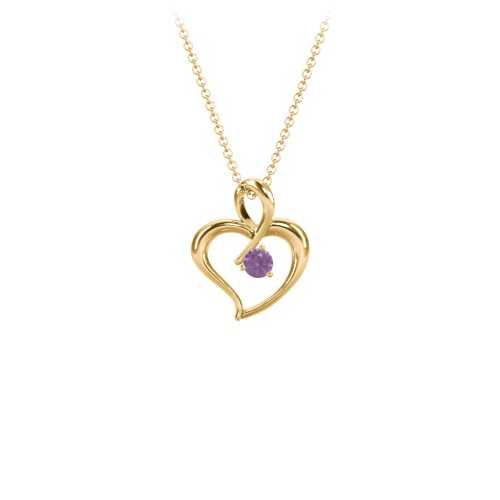Twist Petit Heart Pendant – 18K Gold Plated Silver with Amethyst