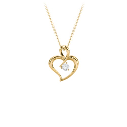 Twist Petit Heart Pendant – 18K Gold Plated Silver with Aquamarine