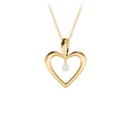 Single Stone Heart Pendant in 18K Gold Plated Silver with Aquamarine