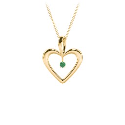 Single Stone Heart Pendant in 18K Gold Plated Silver with Emerald