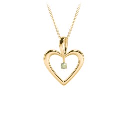 Single Stone Heart Pendant in 18K Gold Plated Silver with Peridot