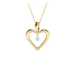 Single Stone Heart Pendant in 18K Gold Plated Silver with Blue Topaz