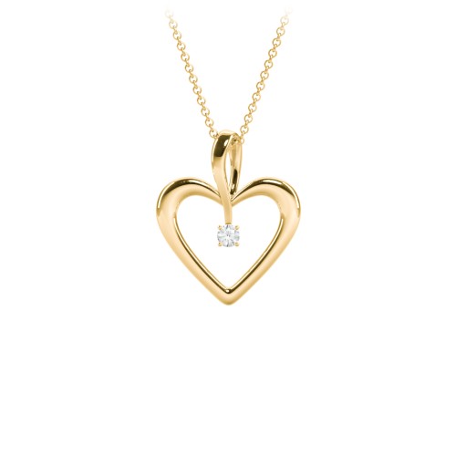 Single Stone Heart Pendant – 18K Gold Plated Silver with Aquamarine