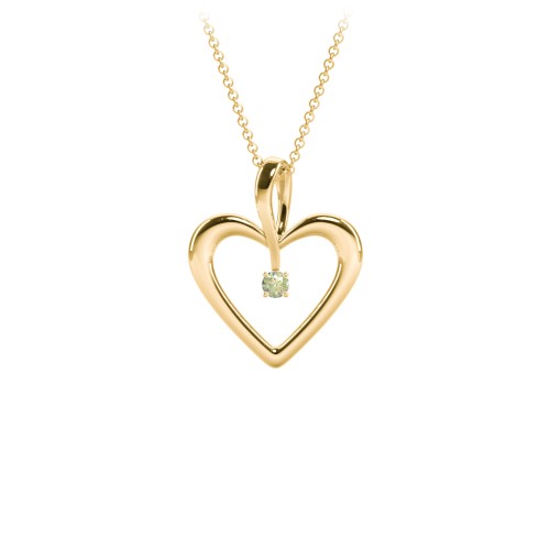 Single Stone Heart Pendant – 18K Gold Plated Silver with Peridot