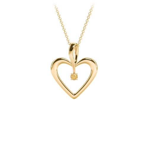 Single Stone Heart Pendant – 18K Gold Plated Silver with Citrine