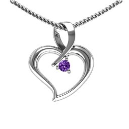 Twist Heart Pendant in 925 Sterling Silver with Amethyst and Pink Tourmaline