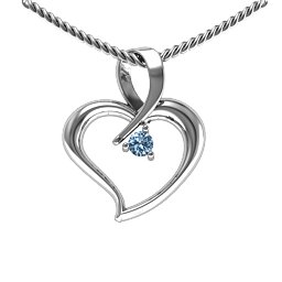 Twist Heart Pendant in 925 Sterling Silver with Aquamarine, Amethyst, and Pink Tourmaline