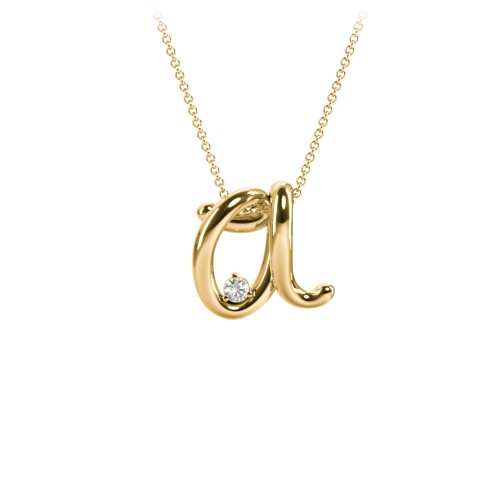 A to Z Initial Pendant with Birthstone – 18K Gold Plated Silver with Aquamarine