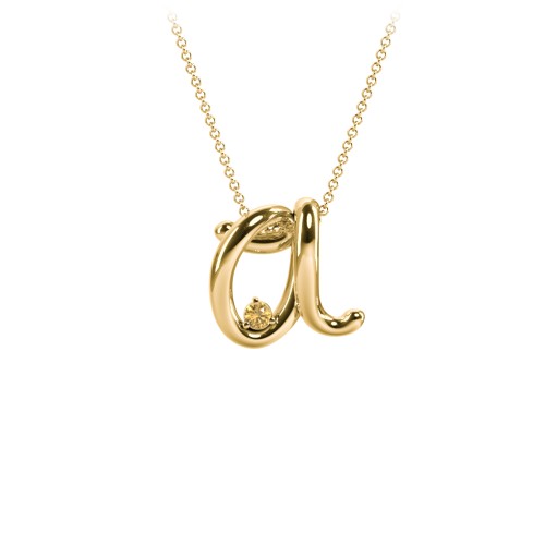 A to Z Initial Pendant with Birthstone – 18K Gold Plated Silver with Citrine