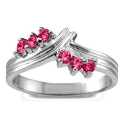 Grooved Collage 3-8 Stones Ring