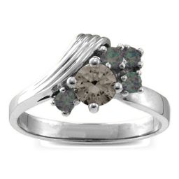 Grooved Wave 2-9 Gemstones Ring