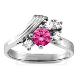 Grooved Wave 2-9 Gemstones Ring