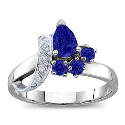 Pear Ribbon Ring with Gemstones
