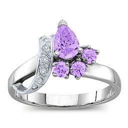 Pear Ribbon Ring with Gemstones