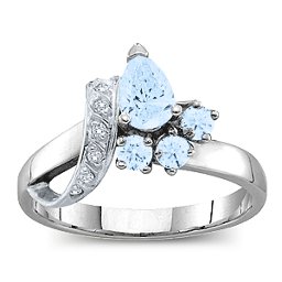 Pear Ribbon Ring with Gemstones