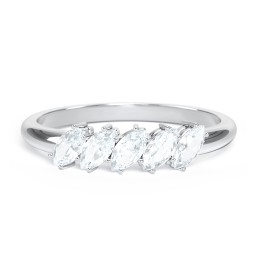 5 Stone Marquise Ring in 925 Sterling Silver with Aquamarine