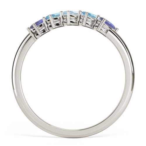 5 Stone Marquise Ring – 10K White Gold with Blue Sapphire, Blue Topaz, and Aquamarine