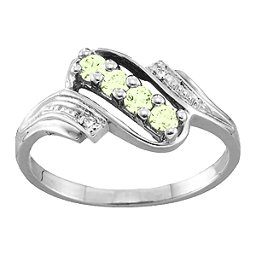 Diagonal Gemstone Ring with Accents