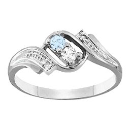 Diagonal Gemstone Ring with Accents