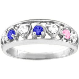 "Lyric" Embedded Hearts Ring with 2-6 stones