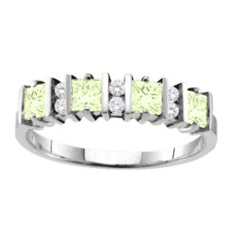 "Echo" 2-6 Princess Cut Stones Ring With Accents