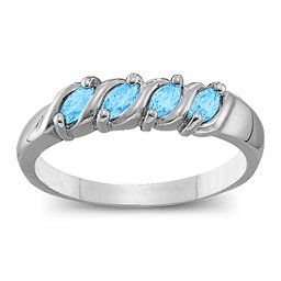 Marquise Gemstone Wave Ring